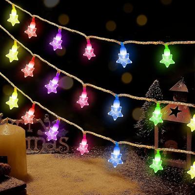 Serial String Lights - 14 LED Crystal Star, 10 Feet Multicolor Fairy Lights for Home,Mandir,Pooja Room, Deepawali & Diwali Decoration, Christmas