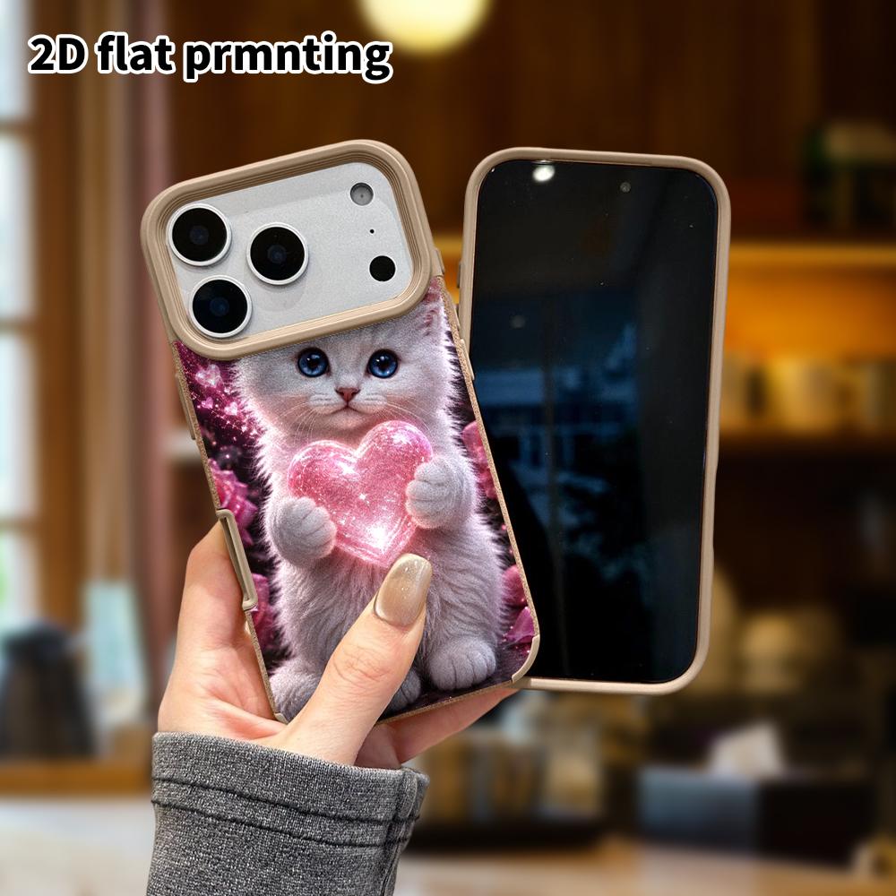 Phone Case: Lambskin 2D Flat Samsung Galaxy A34 A35 M05 M06 S20 S22 S21 FE Plus 5G Protective Case, Cute Little White Cat, Christmas and Halloween Gif