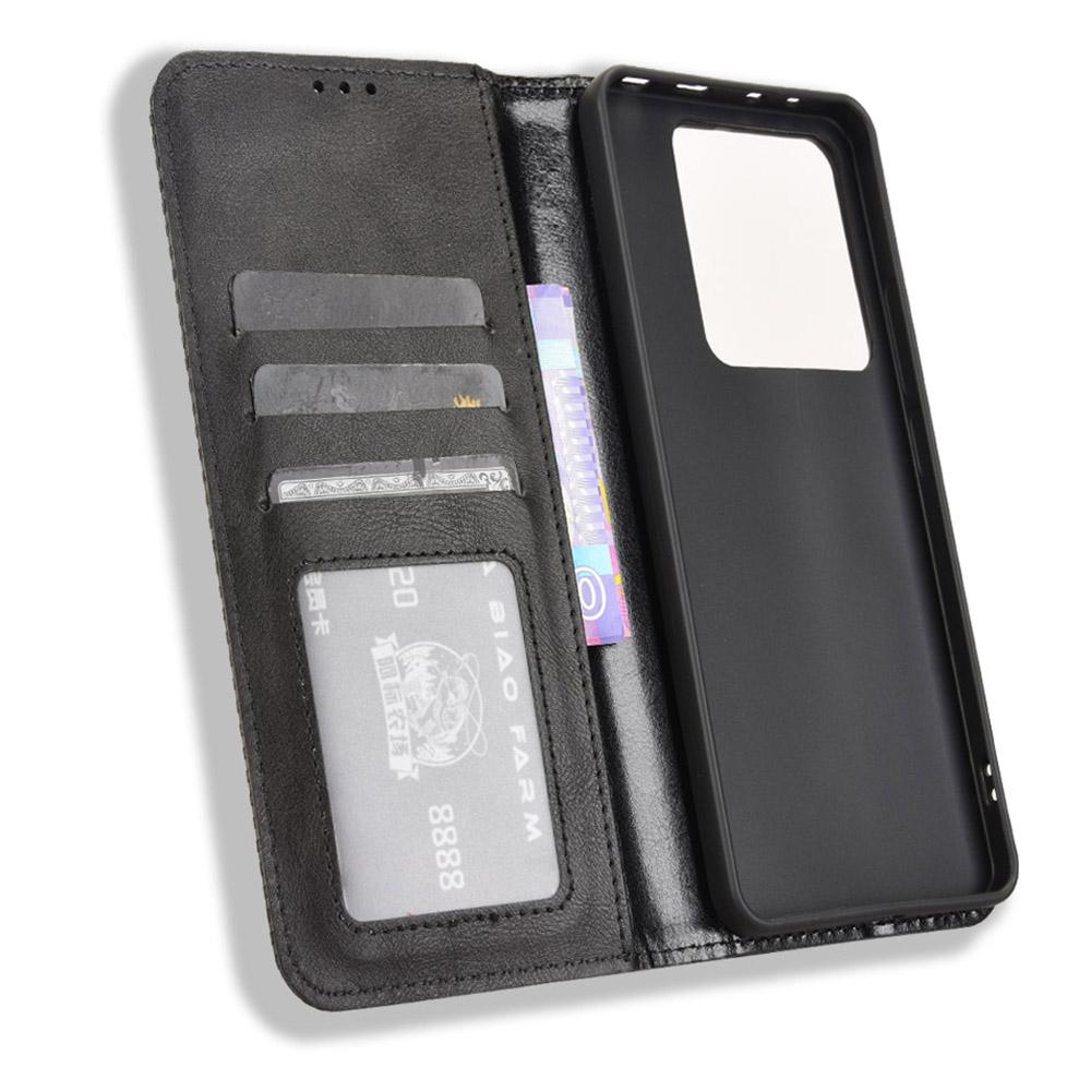 

For Xiaomi Poco M7 Pro 5G Leather Case Wallet Stand Retro Texture Phone Cover Brown