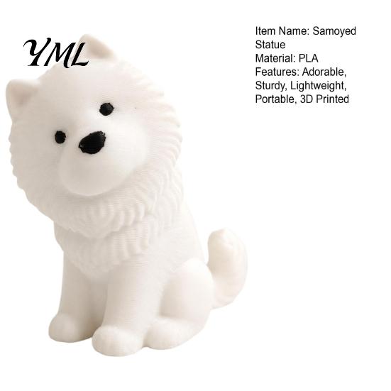 Car Interior Ornament Cute Sitting Samoyed Dog Figurine, 3D Printed Smiling Puppy Statue, Healing Desk Animal Desktop for Home Decor, Gift Lovers