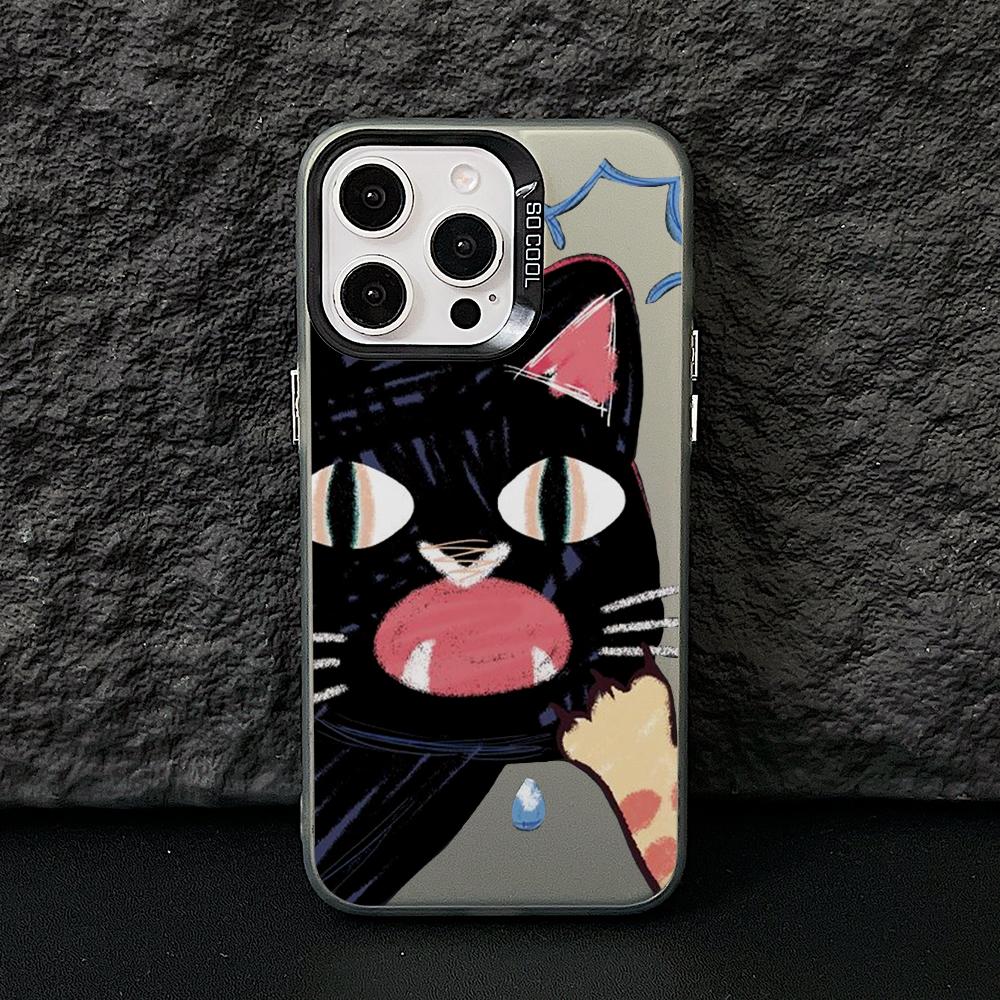 Doodle wütende Katze Handyhülle für Xiaomi Redmi 15C 14C 13C 12C 10 Note 15 14 13 12 Pro Plus 4G 5G Silber Hartschale