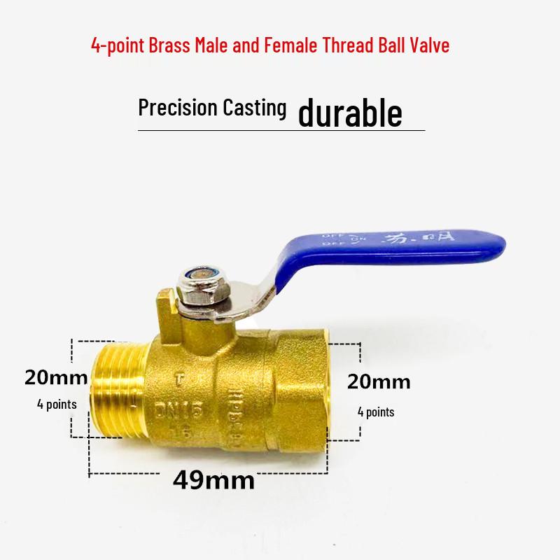 Copper Ball Valve with Butterfly Handle, Dual Thread, Pneumatic Water Valve, Sizes: 1/2", 3/4", 1" (DN8)