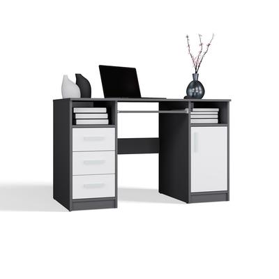 Biurko Delta Antracyt Biel 120 Cm 3 Szuflady Szafka Półki Do Biura Pokoju