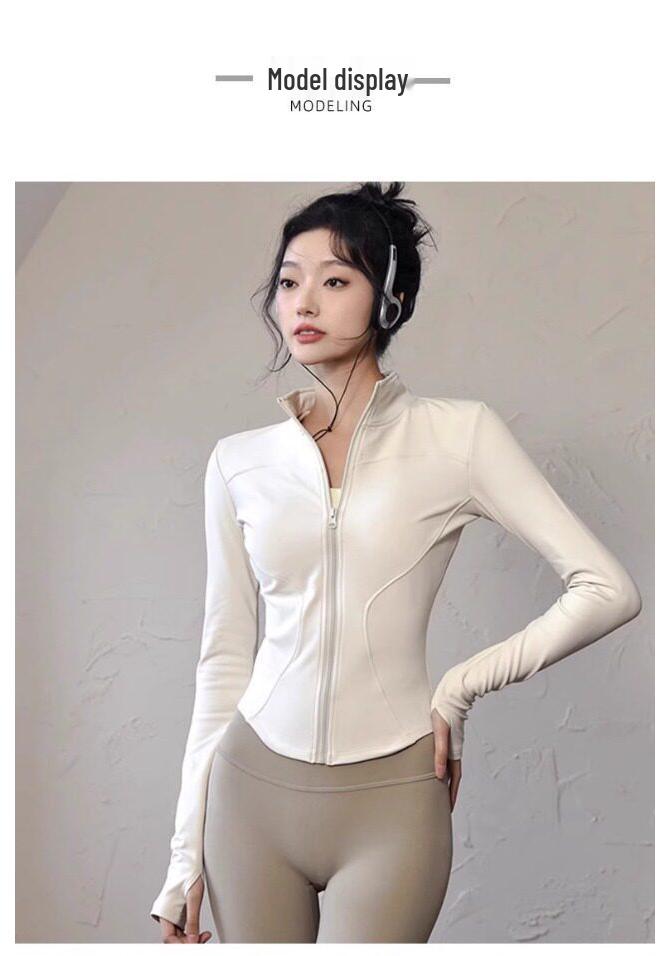 Women's Slim Fit Zipper Yoga Jacket with Sun Protection - Long Sleeve, Quick Dry Sportswear for Running & Fitness