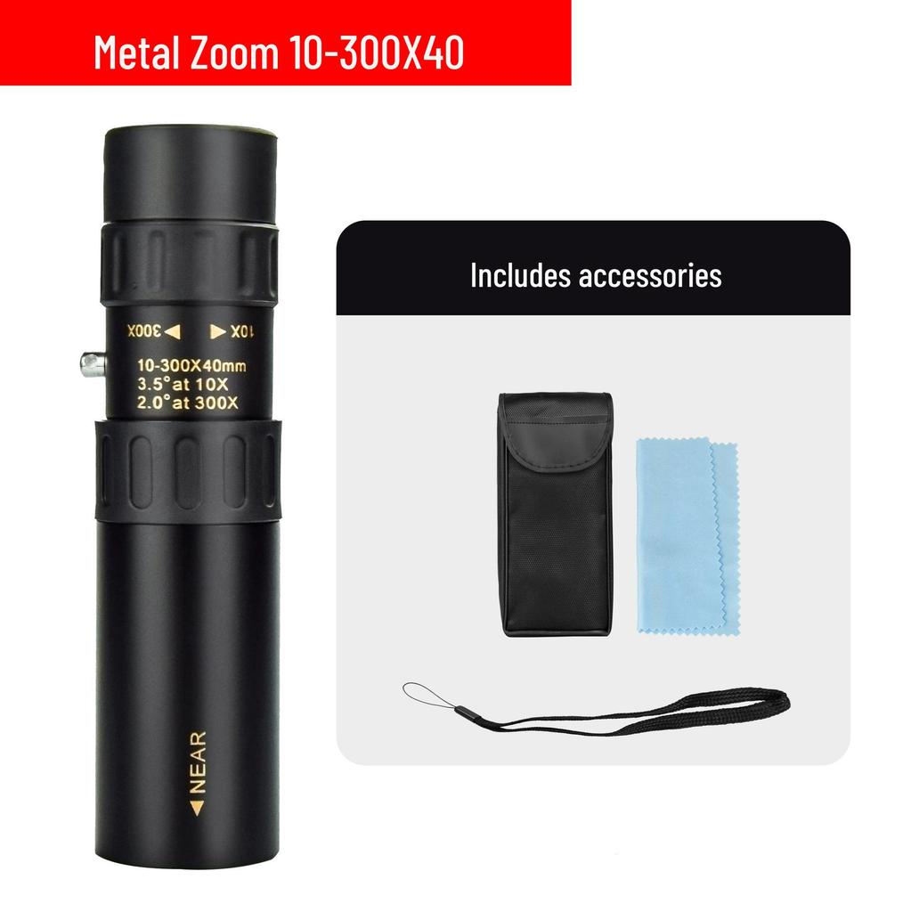 10-300x40 HD Variable Monocular: Night Vision Outdoor Metal Binoculars