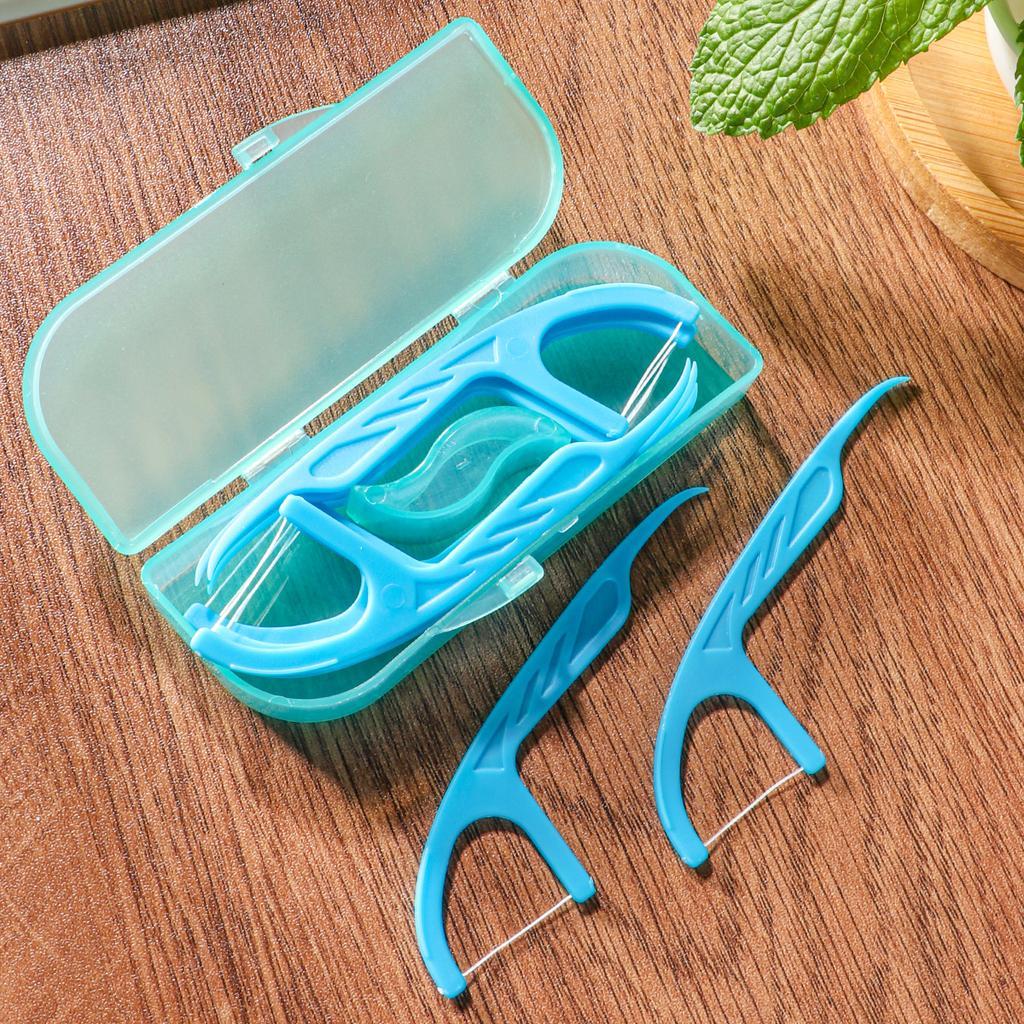 600PCS blue large mouthed mint dental floss sticks, suitable for home sizing, each bag comes with a free dental floss box