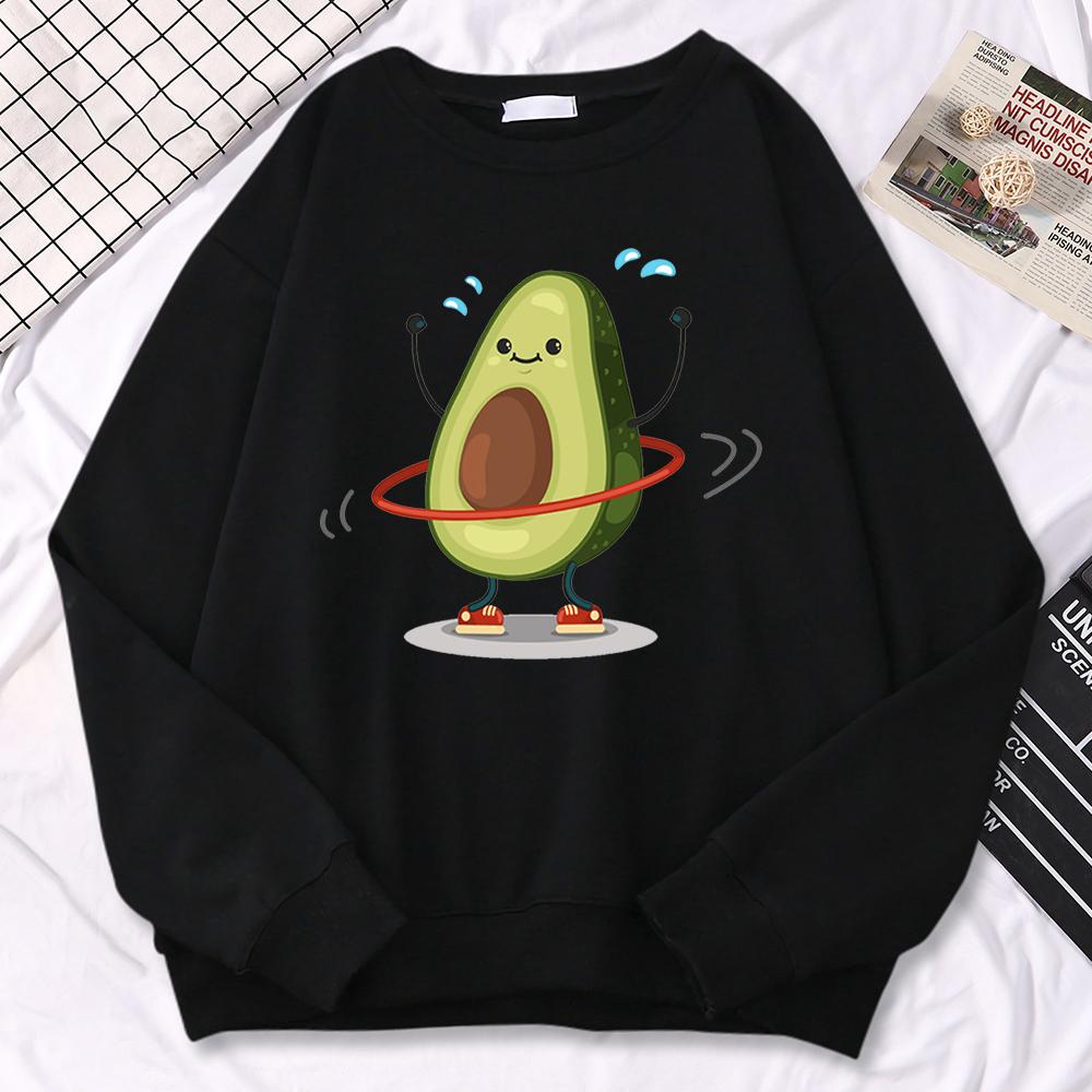 Casual Trend Women Pullovers Avocado Exercise And Rotation Printing Hoodies Soft Sweatshirt Loose Warm Female Clothes