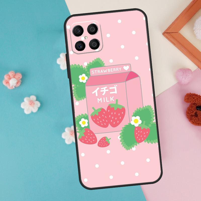 Kawaii Strawberry Milk Case For Honor Magic 7 5 6 Lite Pro Honor X8b X9b X9a X8a X8 X9 X9c 50 70 90 200 Lite Cover