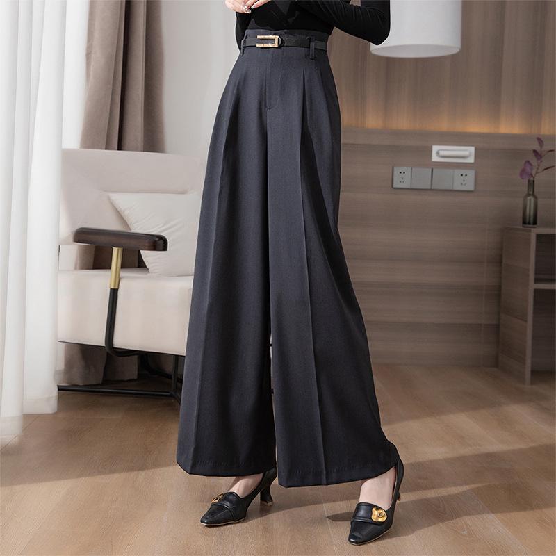 2025 Autumn/Winter High-Waisted Wide-Leg Swing Skirt Pants - Professional Floor-Length Trousers