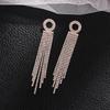 S925 Silver Needle Korean Fashion Diamond Tassel Earrings for Women