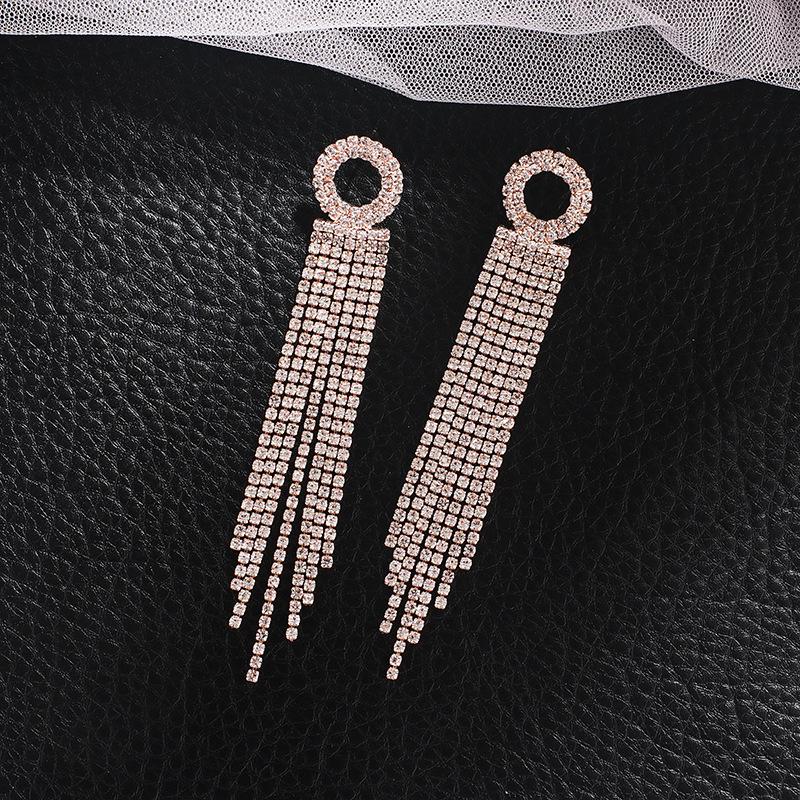 S925 Silver Needle Korean Fashion Diamond Tassel Earrings for Women