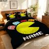 Custom Name,Pac Man Pattern Bedding Home Decoration Birthday Gift ( 1 Duvet Cover + 2 Pillowcase, Without Core),fan Merchandise.