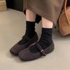 Cotton Shoes Flat-Soled Single Shoes Mary Jane Fluffy Shoes Women'S New Models Wear Late Autumn And Winter French Feeling Late Velvet
