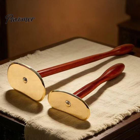 Deep Tissue Trigger Point Tool Brass Gua Sha Scraper, Long Handle Body Massage for Back Ergonomic Wand Neck, Meridian Relaxation Stick Self Care, Home