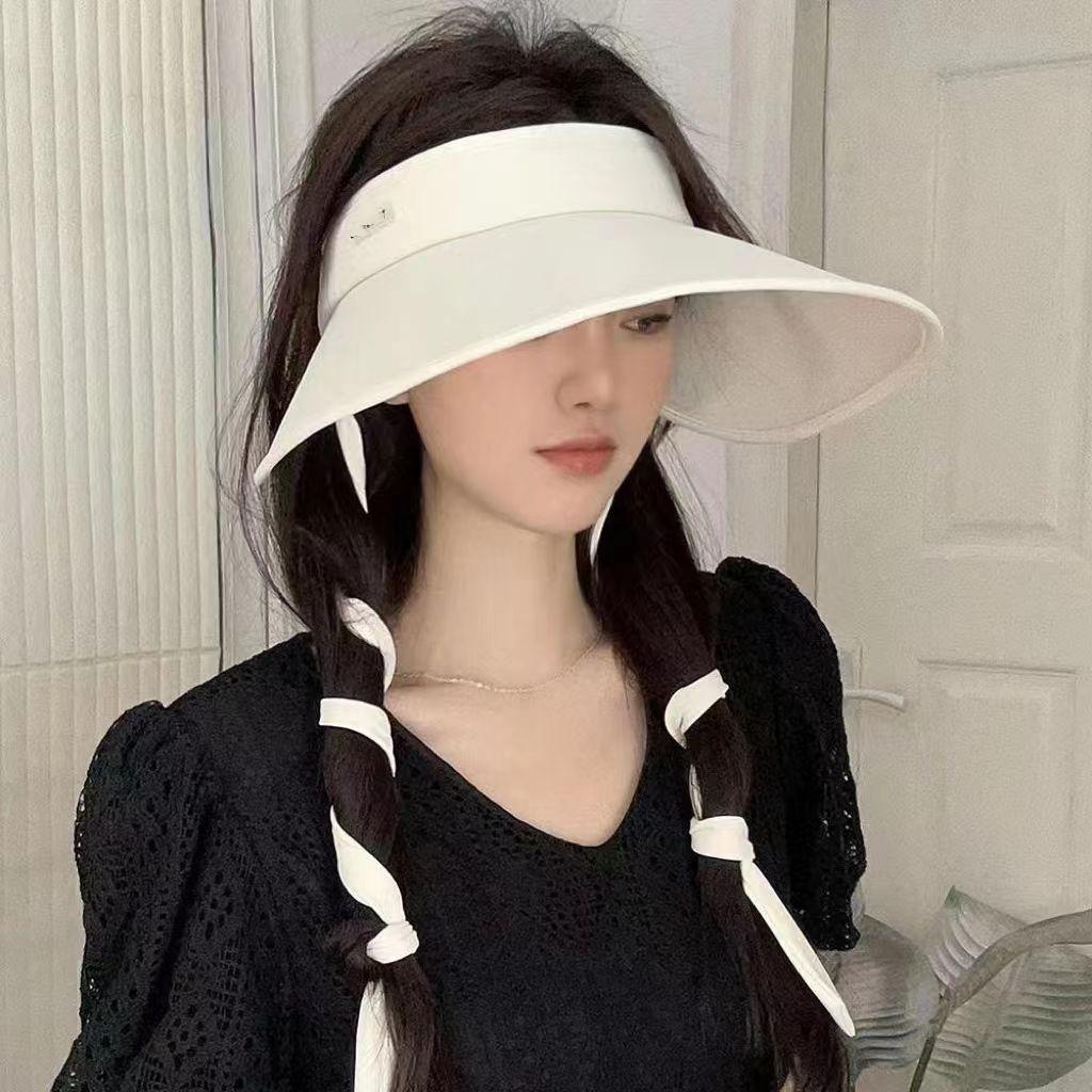 Sun protection cap Foldable sun hat Outdoor riding women's large brim Empty top cycling sun protection fisherman sun hat