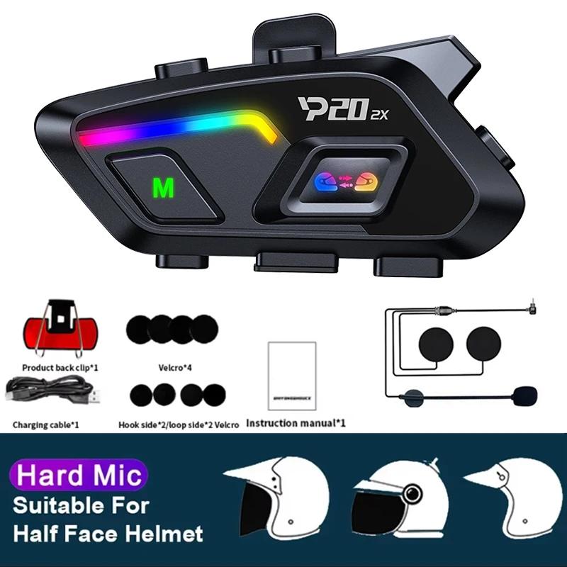 Kebidumei P20 2x Wireless Bluetooth6.0 Motorcycle Helmet Intercom Headset Waterproof 500 m Intercomunicador Speaker Earphone