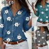 QICED Blusas y Camisas de Moda Casual de Manga Larga con Cuello POLO para Mujer