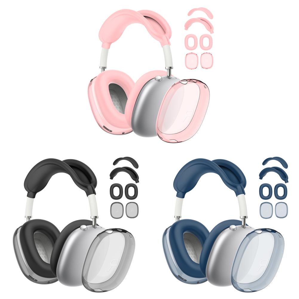 

Прозрачный чехол 4 в 1, амбушюры, повязка на голову, чехол для AirPods Max(розовый)