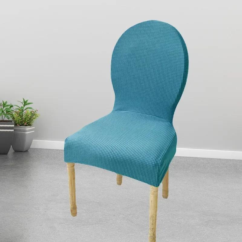 Retro Home Round Back Seat Chair Cover Polar Fleece Slipcovers Protector Case Chair Cover For Room Kitchen Hotel Banquet Cover