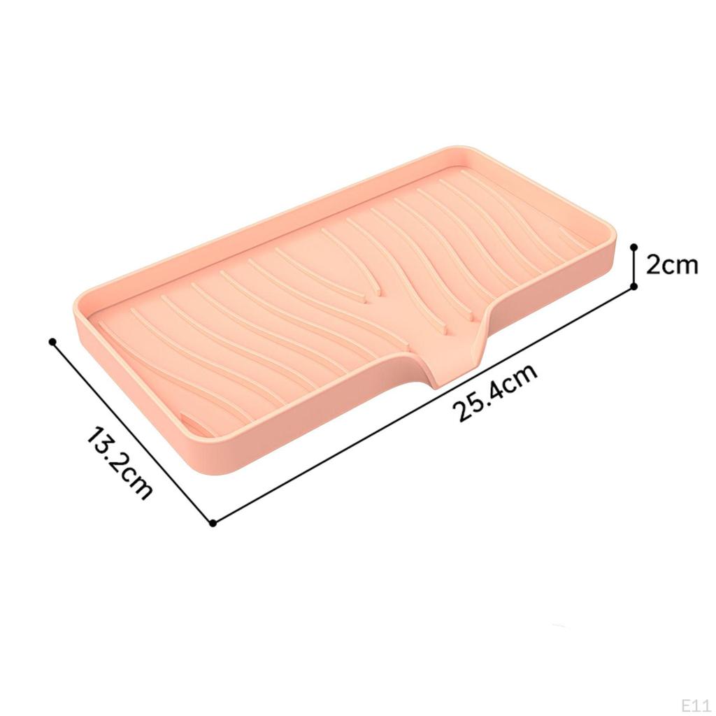 Kitchen Soap Tray, Sink Sponge Tray Holder Self Draining Silicone