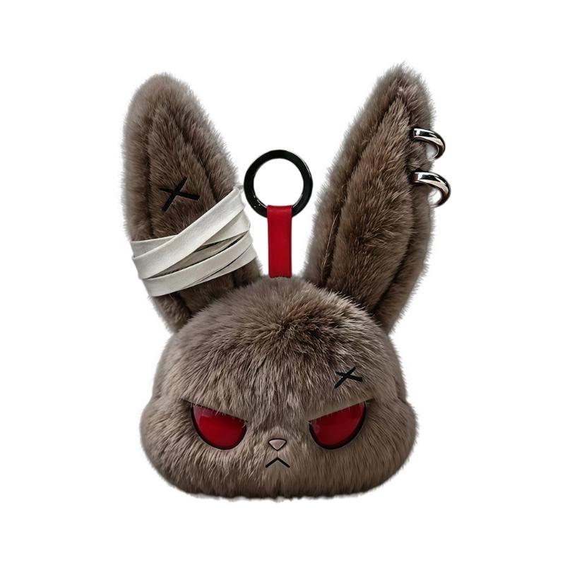 Dark Style Rabbit Plush Keychain Cute Rabbit Toy Stylish Keyrings Pendant Accessory For Bag Keys And Home Decors