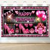 2D Black Pink Sparkle Happy Birthday Photography Background
