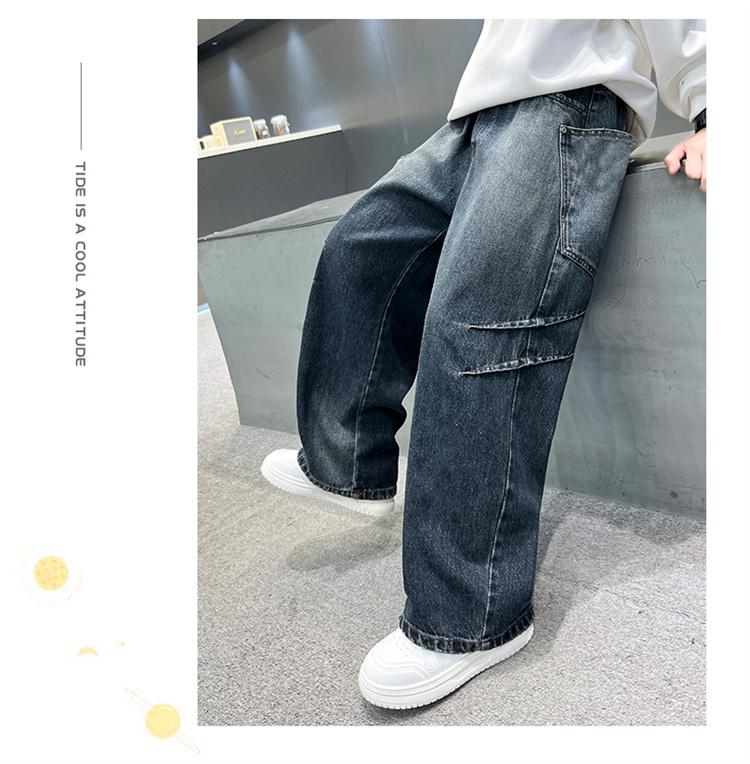 Children's Clothing, Boys' Spring Pants, 2026 New Style, Mid To Large Size, Boys' Spring and Autumn Jeans, Boys' Spring Wide Leg Pants, Trendy