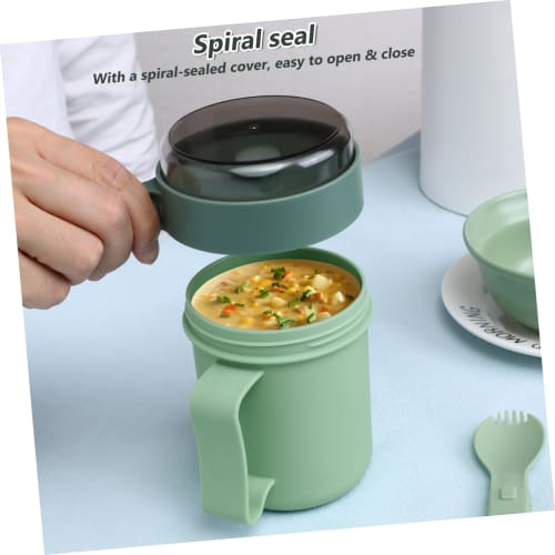 Angoily Microwave Soup Mug with Lid and Scoop, Soup Cup, Food Jar Container, Cereal Cup with Cover, Microwave Safe Mug for Soup, Hot Cereal, and Noodl