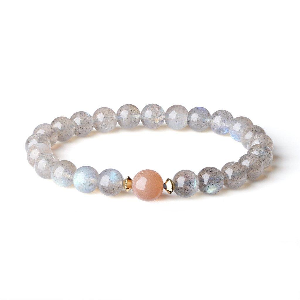 Labradorite Sunstone Wish Fulfillment Good Luck Healing Power Stone Bracelet Prayer Bracelet Prayer Beads for Women [Coai]