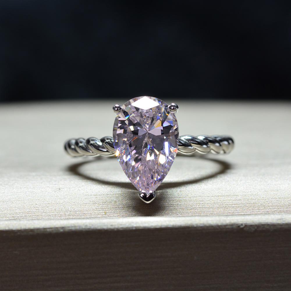 Tancise Classic 925 Sterling Silver  Zircon Ring Ladies Jewelry Wedding Promise   Party Gift