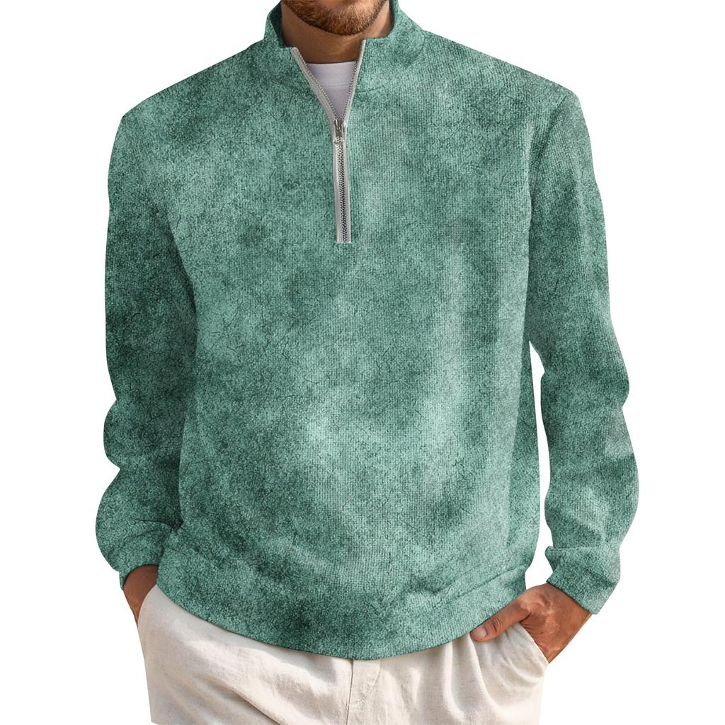 Men's Short Zip Pullover Turtleneck Long Sleeve Top
