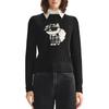 Outdoor Commuting Party Lightweight Luxury Cat Pattern Round Neck Pullover Long Sleeve Sweater Women Sweater Black 236L2071