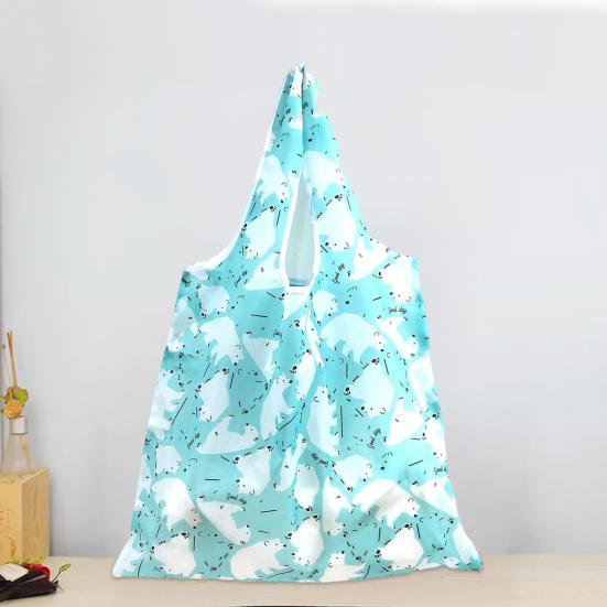 Tote Bag Eco-friendly Large Capacity Portable Print Square Storage Polyester Foldable Design Beach Bag Vacation Use