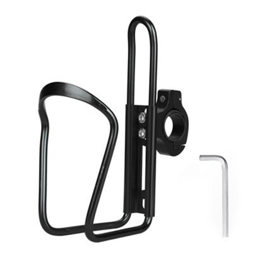 Bicycle Handlebar Water Bottle Holder, Aluminum Frame Mount Bracket with Clip, Practical Water Cage Accessory for Mountain and Road Bikes