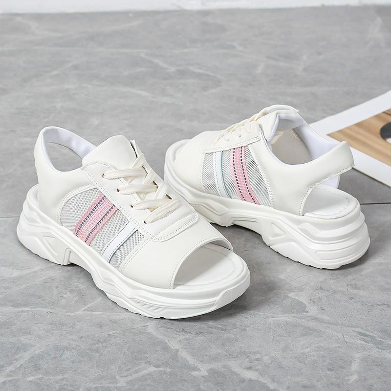 

Женские повседневные кроссовки с открытым носком, большого размера, на шнуровке, дышащие, удобные, сандалии с мягкой подошвой, подходят для прогулок на свежем воздухе 40