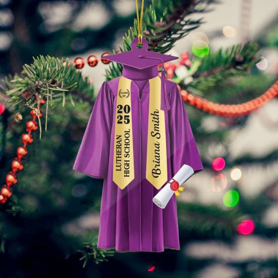 Graduation Ornament 2D Acrylic Gown And Stole Hanging Decoration Class of 2025 Souvenir Gift for High School College University Graduate