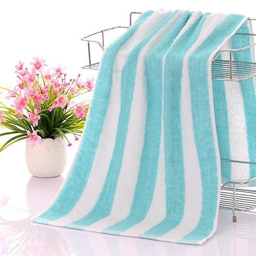 Pure Cotton Face Towel Quick-dry Coral Stripe Bath Towel Sets for Home Cotton Stripe Design Towel