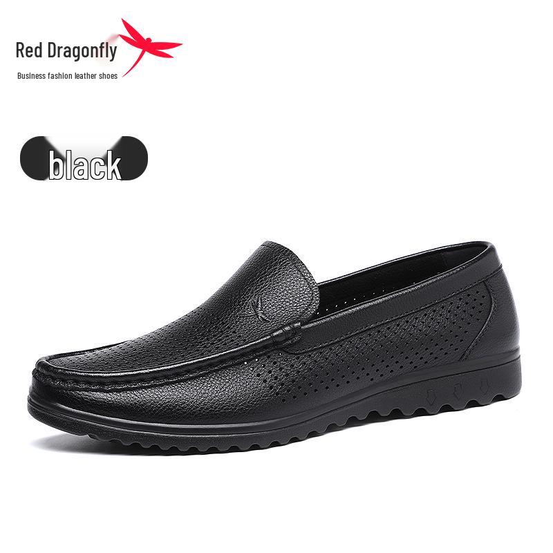 Red Dragonfly Men s Genuine Leather Casual Formal Hollowed-Out Shoes 41