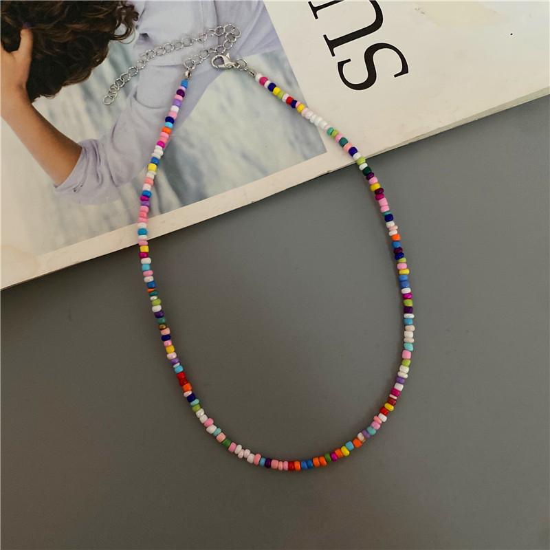 New Irregualr Glasses Beads Choker Necklace for Women Fashion Trendy Popular Short Neck Jewelry Colorful Necklace