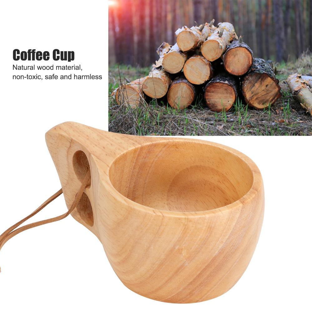 Wooden Milk Cup Smooth Handle Cup Comfortable Grip Salad Mug Table Use