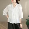 DIMANAF 2026 Plus Size Summer Women Blouse Shirts Tunic Oversize Loose Casual Cotton Lady Tops Tees Embroidery Floral Solid
