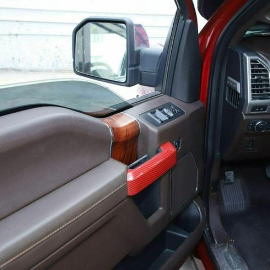 4 Stück Innentürgriff Dekorabdeckung Zierleiste für Ford F150 15+ Rot Kohlefaser