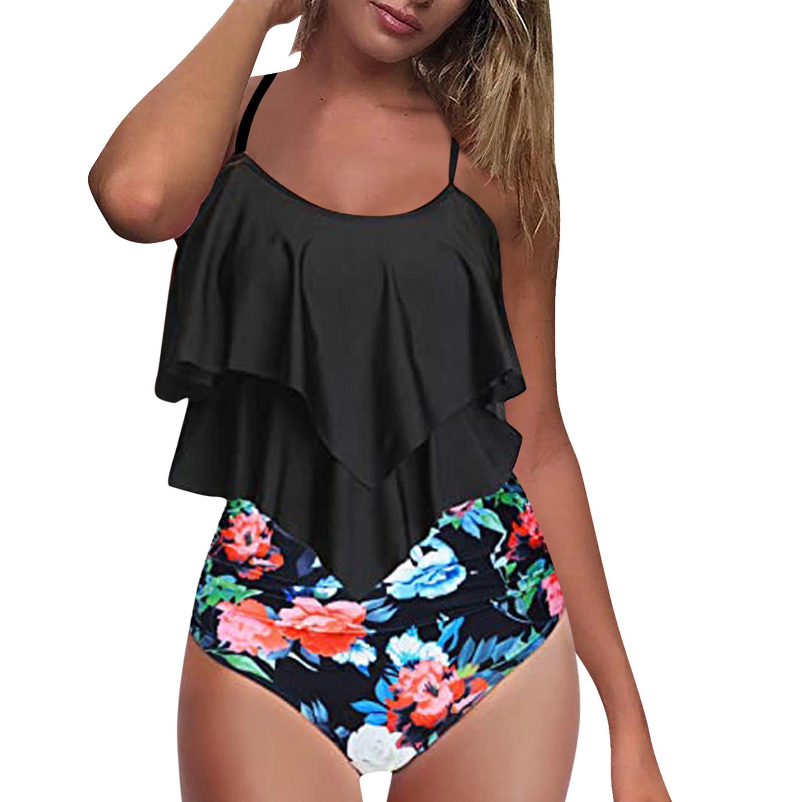 

Женский сексуальный комплект бикини с контрастным градиентом и высокой грудью, купальник XL синий