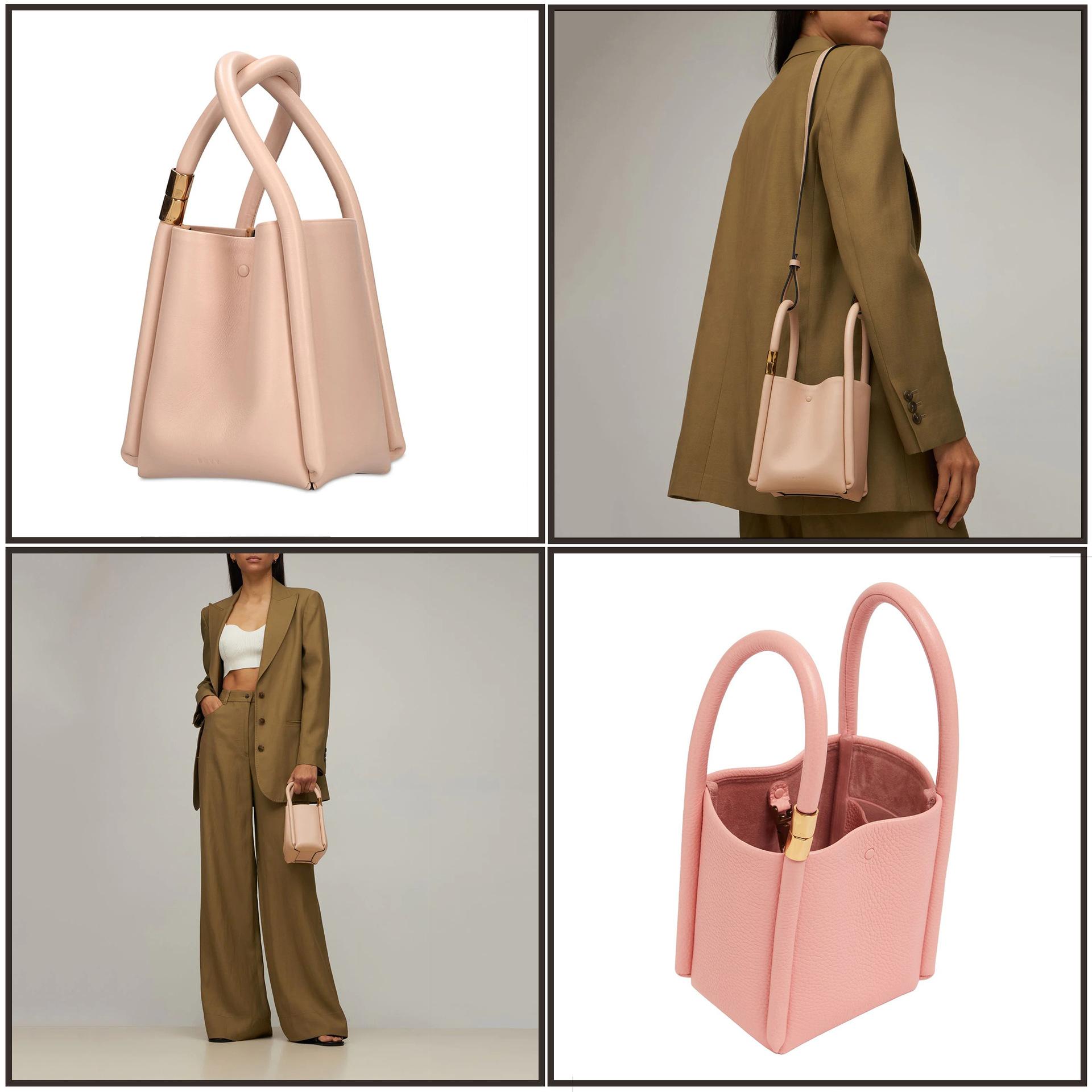 

Handbag women s bag generation calfskin vegetable basket bag min crossbody handbag bucket bag 17.5X12.5X9cm рожевий колір золота