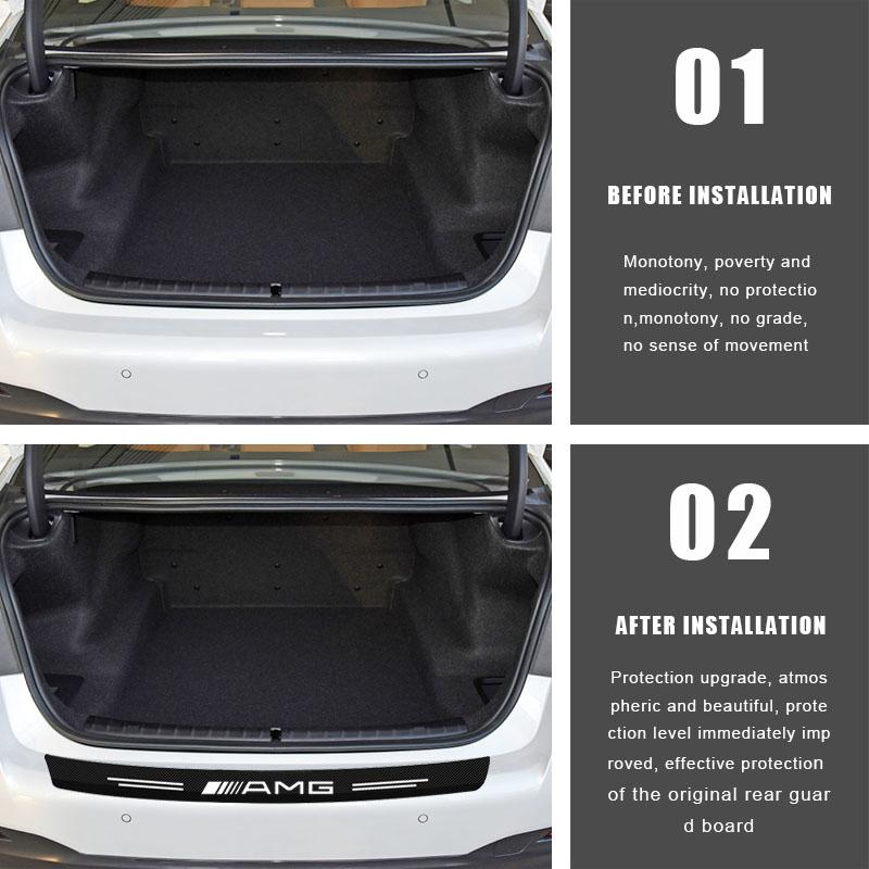 Carbon Fiber Car Trunk Rear Bumper 3D Sticker Guard Plate Protector For Mercedes-Benz AMG C500 C200 C300 A B C E GLA CLA GLK GL ML GLE W204 W205 W211