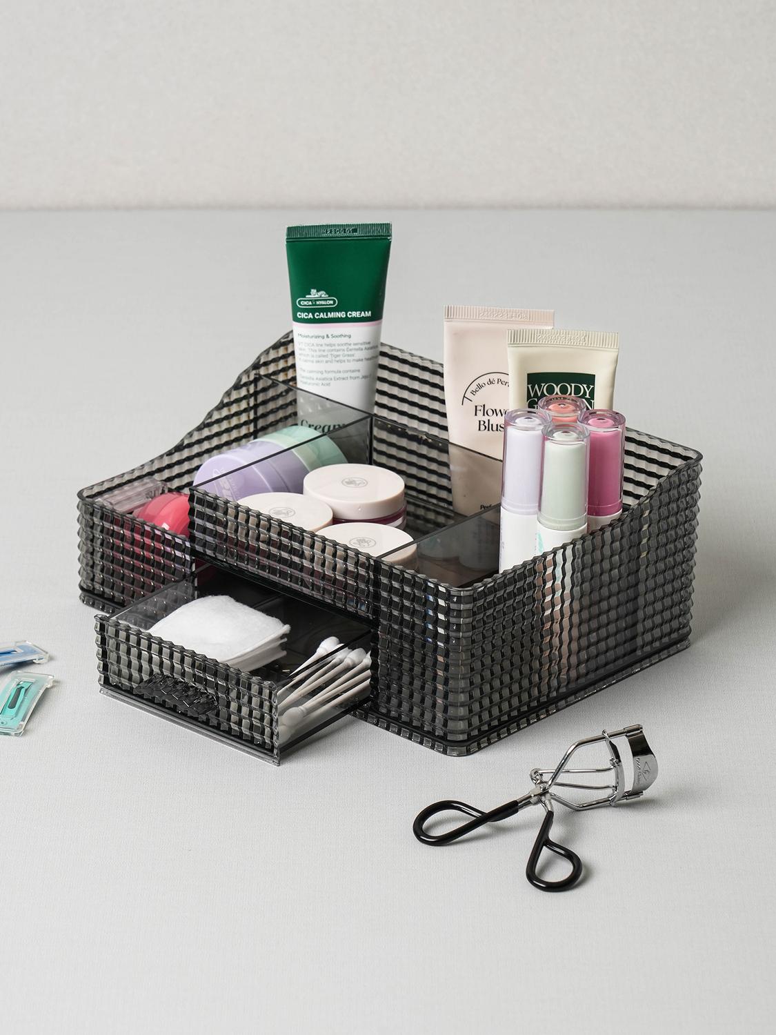 2-Tier Partitioned Drawer Beauty Storage Organizer 1ea