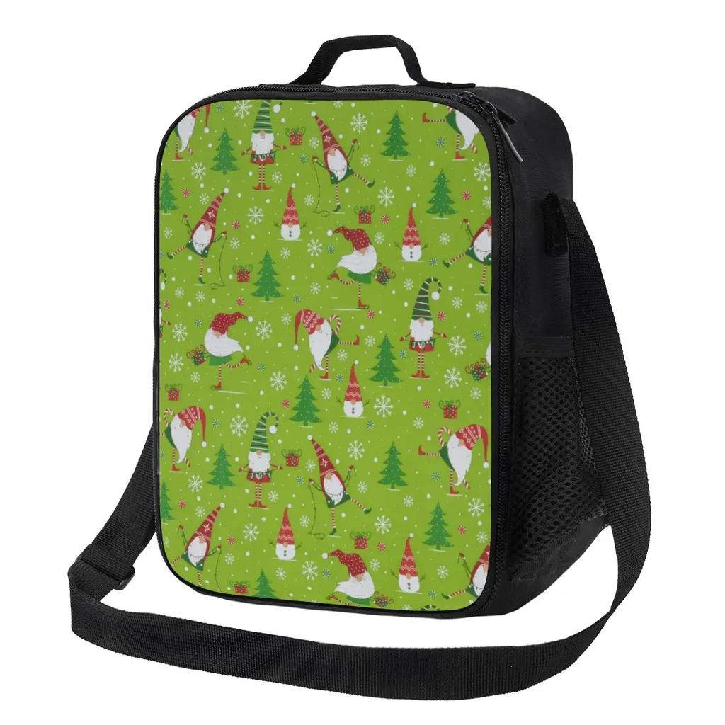 Garden Gnome Pattern Thermal Insulated Lunch Bags Women Portable Lunch Tote for Work School Travel Storage Bento Food Box