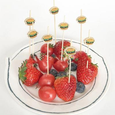 100Pcs Hamburger Garnish Bamboo Sticks Disposable Fruit Stick Snack Skewers Party Buffet Bamboo Food Picks Bento Tools