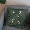 2D Golden Birds & Green Leaves Pattern Pillowcase Pattern Cushion Cover Suitable For Sofa Bedroom Car Pillow Cover