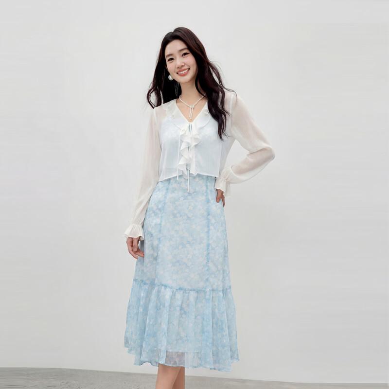 Elegant V-Neck Fishtail Two-Piece Dress Set XL